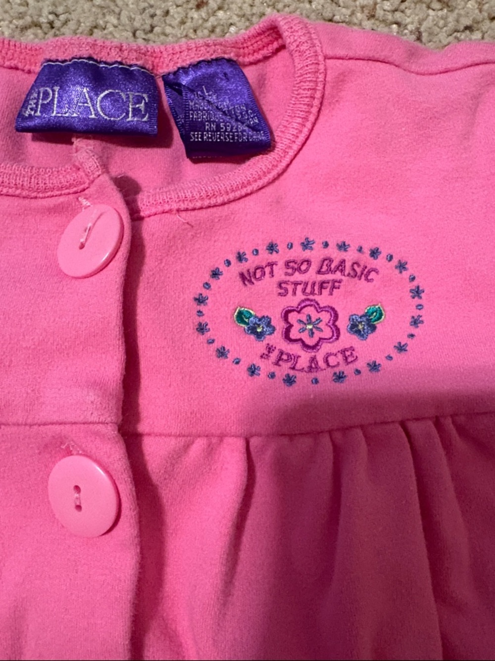 The Children's Place Bright Pink Button-Front Footie - Picture 2 of 3